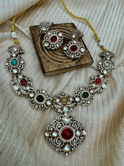 NAAYA VICTORIAN NAVRATAN NECKLACE SET