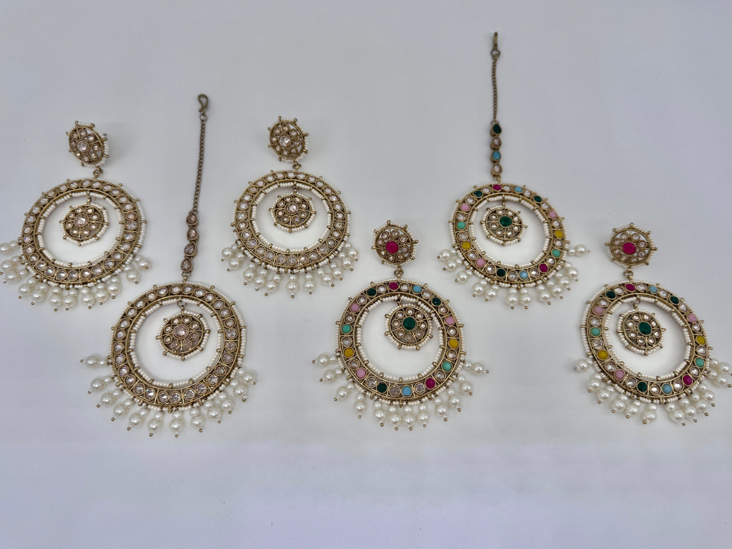 Amber Geometric Earrings Mangtika Set