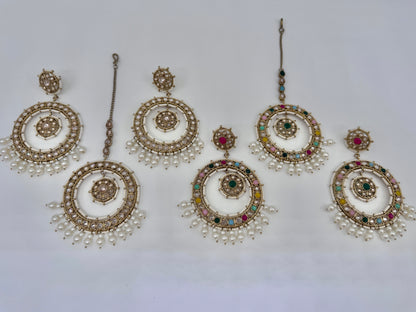 Amber Geometric Earrings Mangtika Set