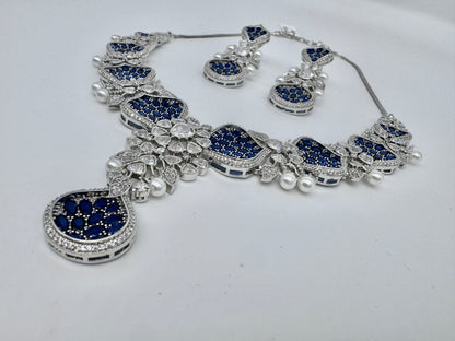 ARIELLE SAPPHIRE SILVER NECKLACE SET