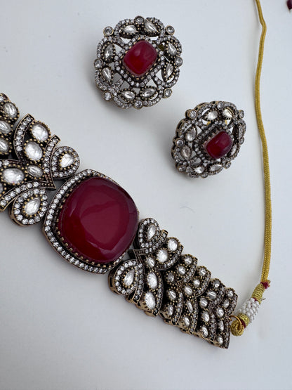 Ira Red Victorian Choker Set