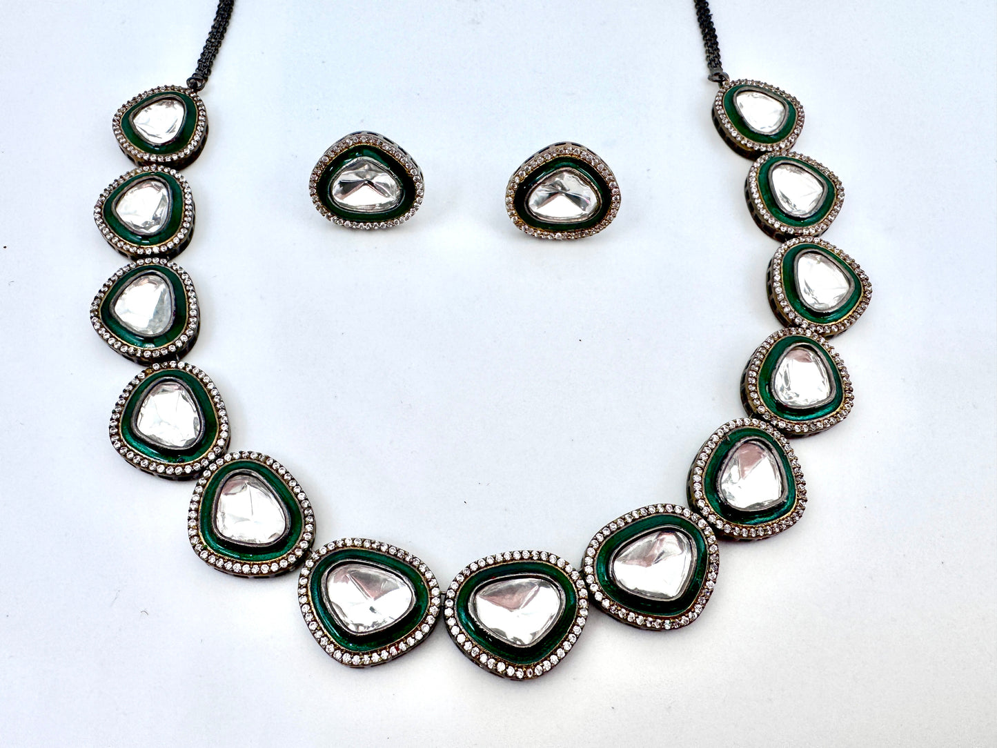 Tyra Polki Meenakari Stud Necklace Set