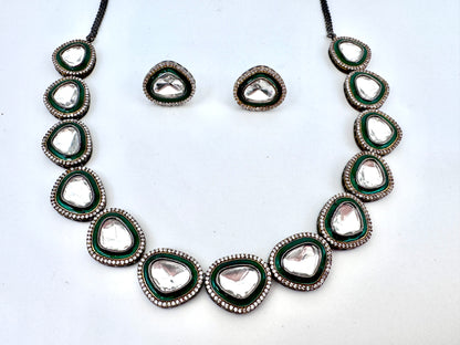 Tyra Polki Meenakari Stud Necklace Set