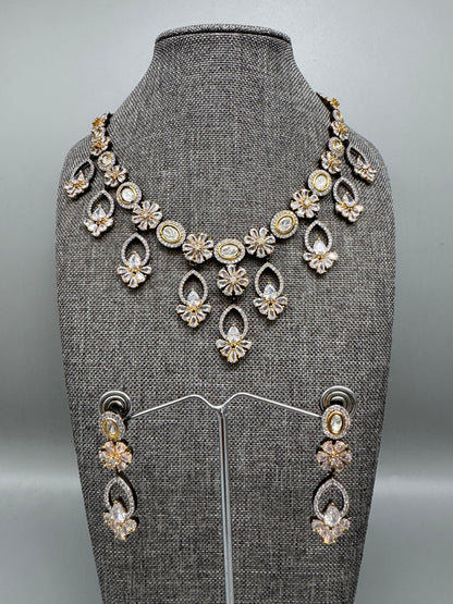 VERA TWO-TONE VICTORIAN CZ NECKLACE SET