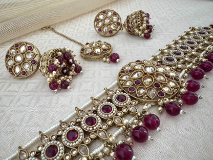 INAYA PURPLE CHOKER SET