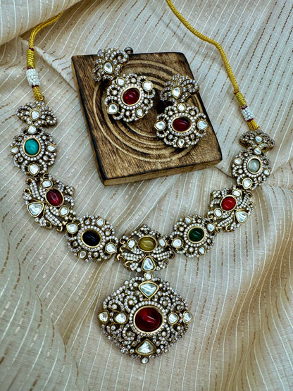 NAAYA VICTORIAN NAVRATAN NECKLACE SET