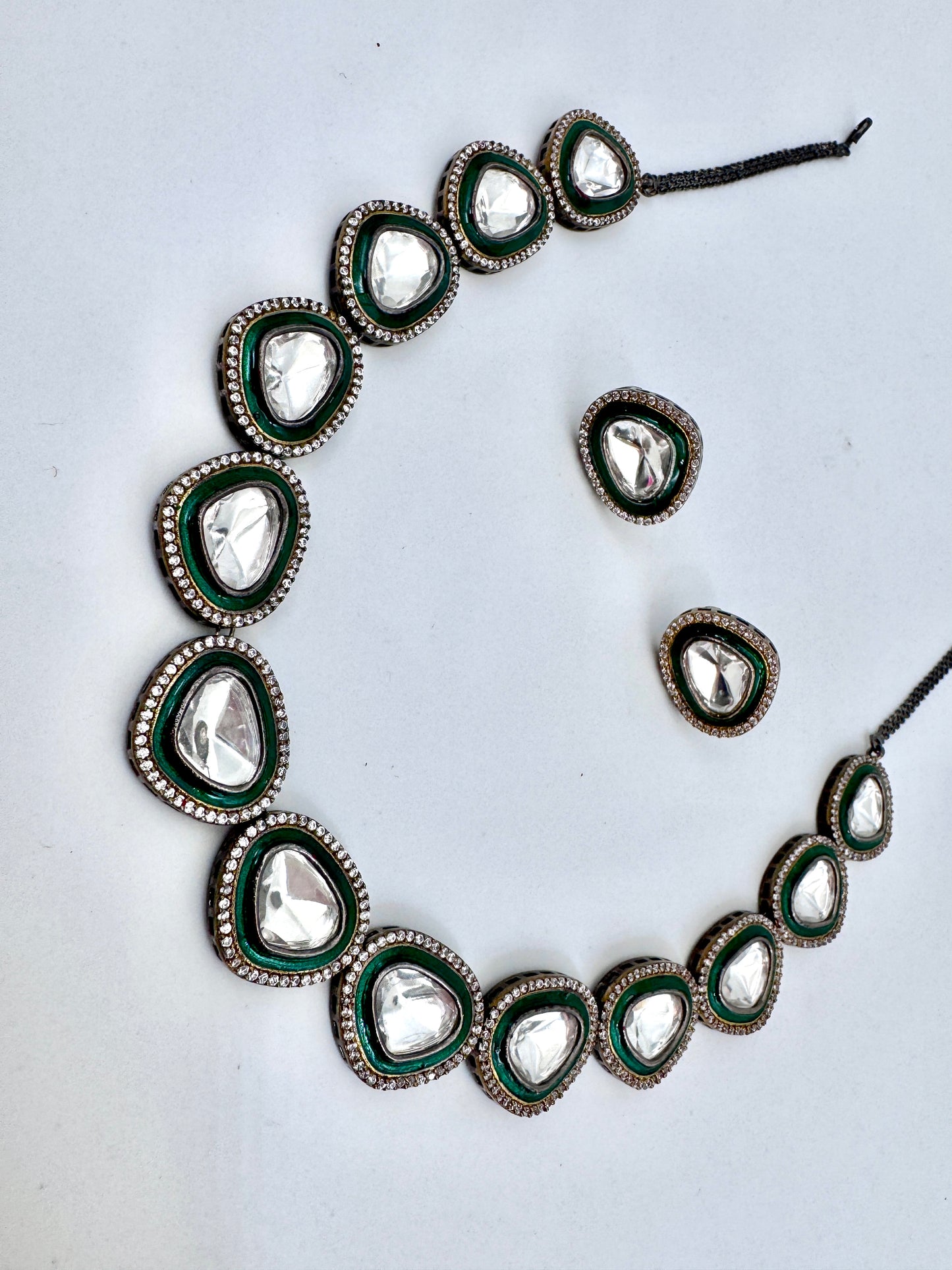 Tyra Polki Meenakari Stud Necklace Set