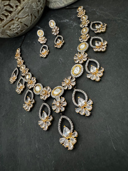 VERA TWO-TONE VICTORIAN CZ NECKLACE SET