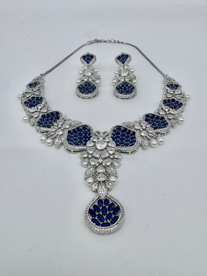 ARIELLE SAPPHIRE SILVER NECKLACE SET