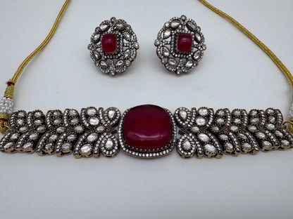 Ira Red Victorian Choker Set