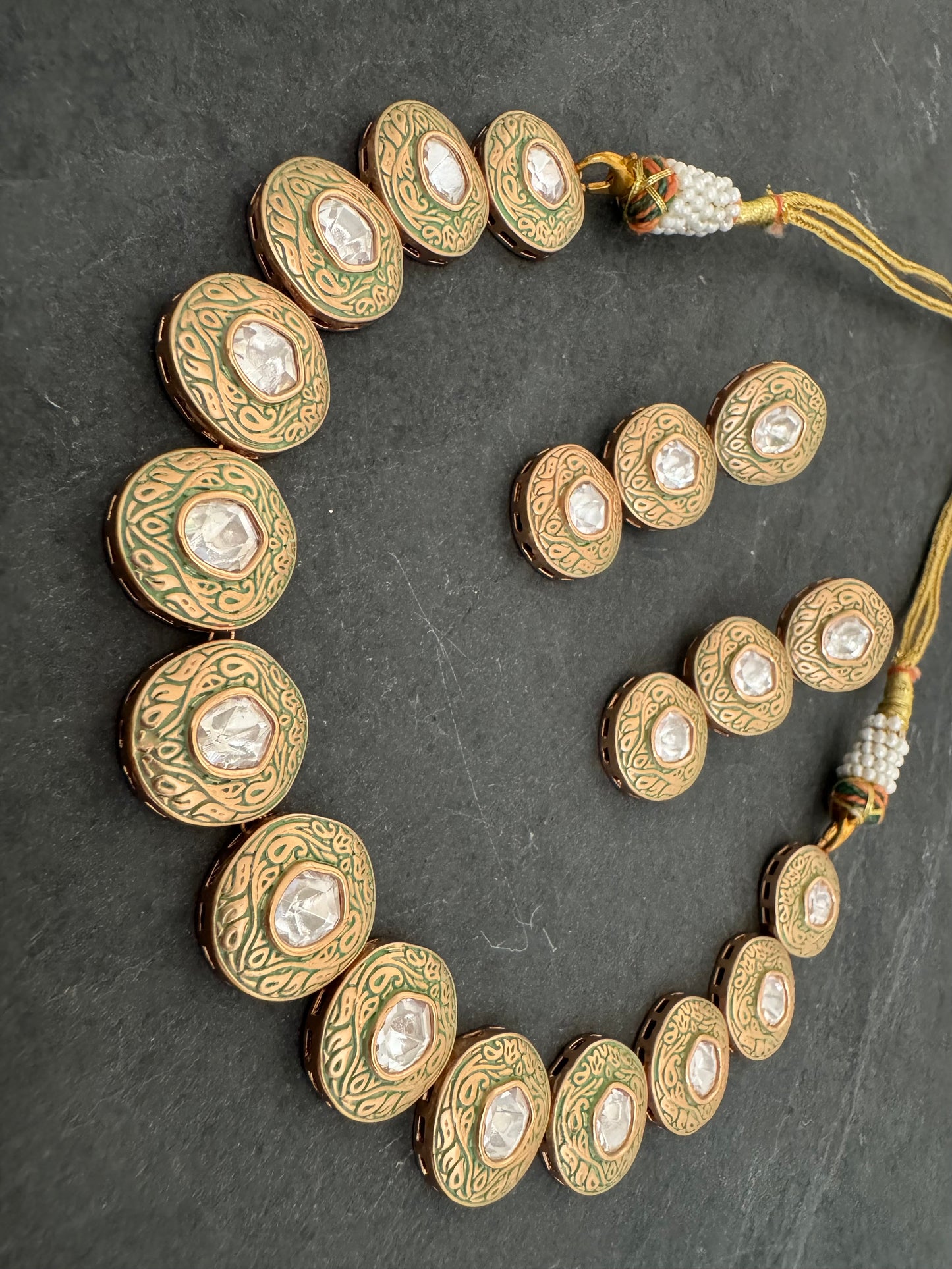 ANYA MEENAKARI GEOMETRIC NECKLACE SET