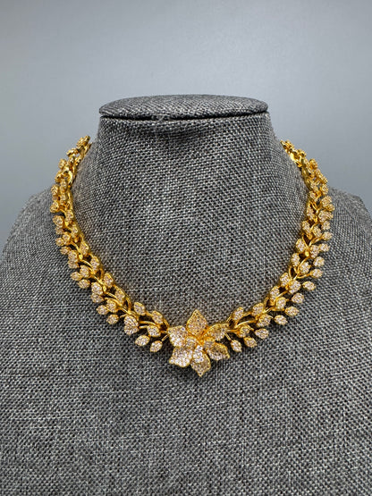 MIA CZ FLORAL GOLD NECKLACE SET