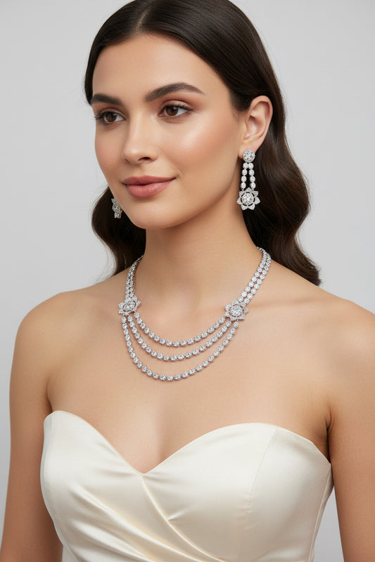 SIDRA CZ MULTISTRAND NECKLACE SET