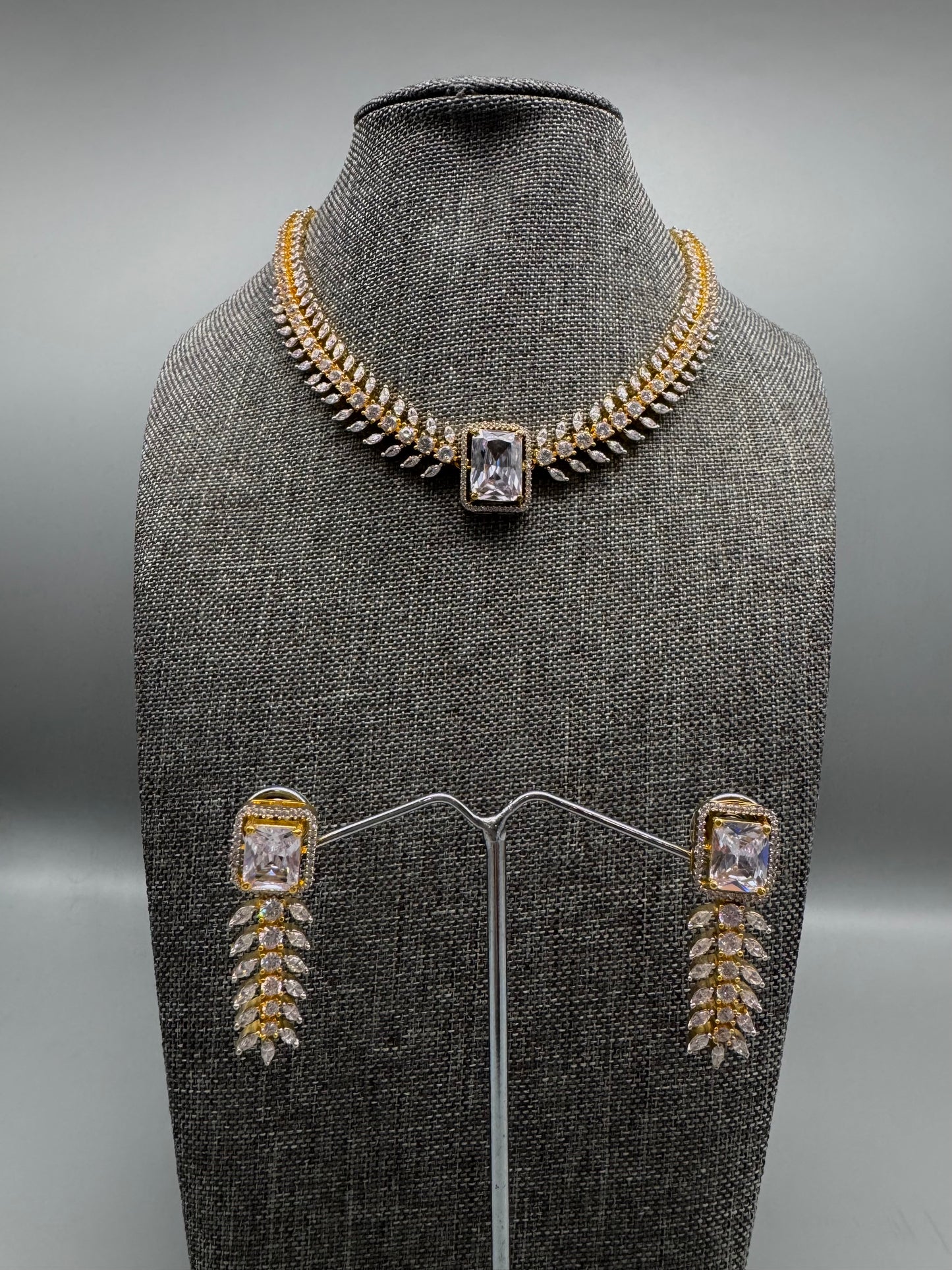 EVA GOLD CZ NECKLACE SET