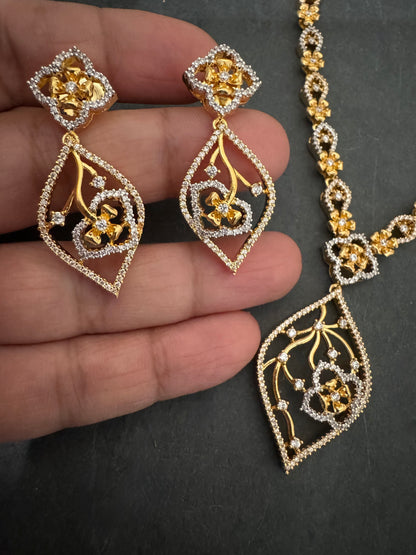 ISHA GOLD CZ PENDANT NECKLACE SET