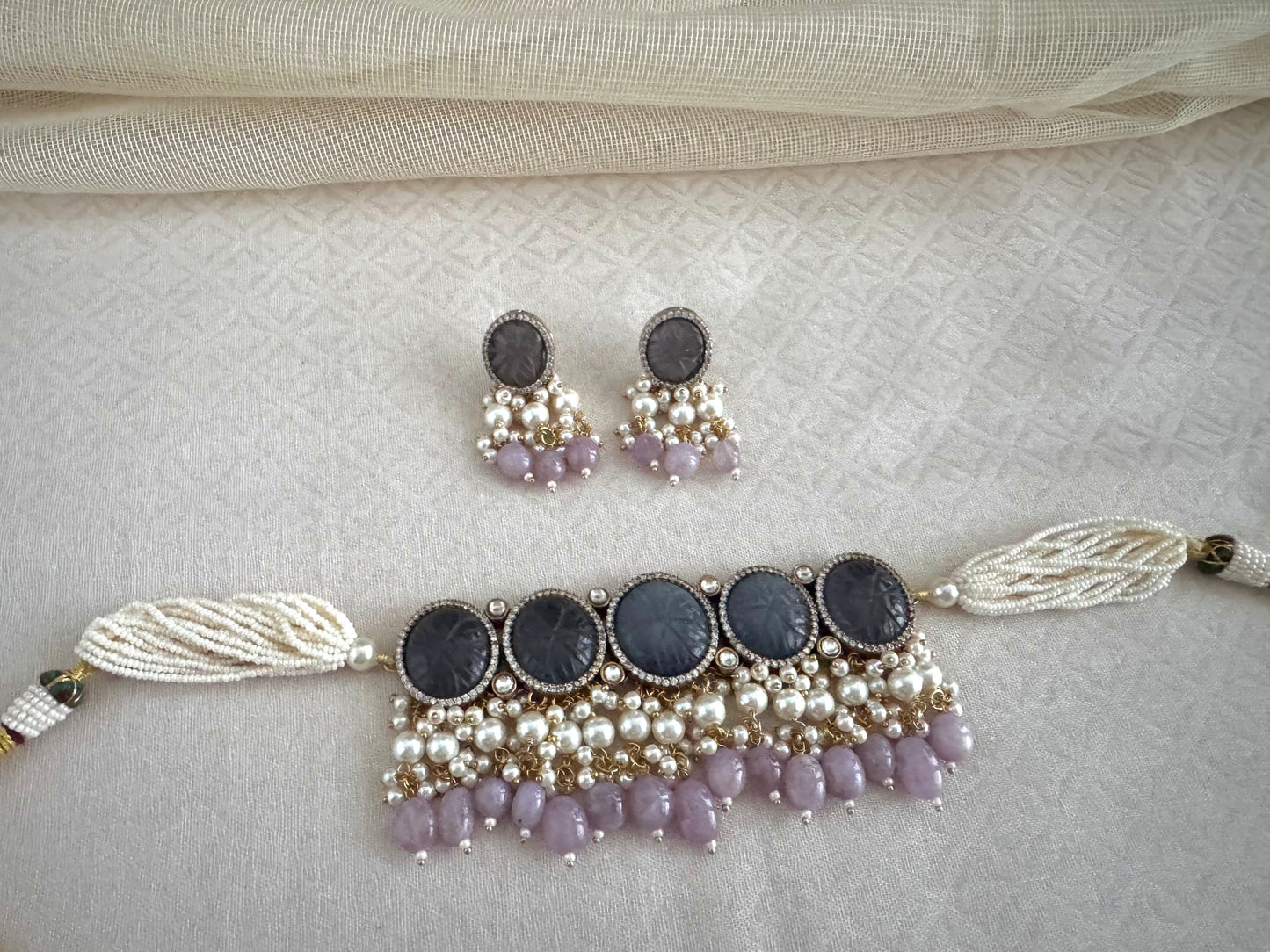KRITI AMETHYST LAVENDER CHOKER SET