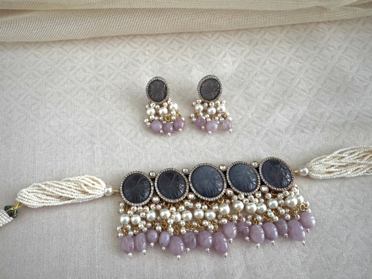 KRITI AMETHYST LAVENDER CHOKER SET