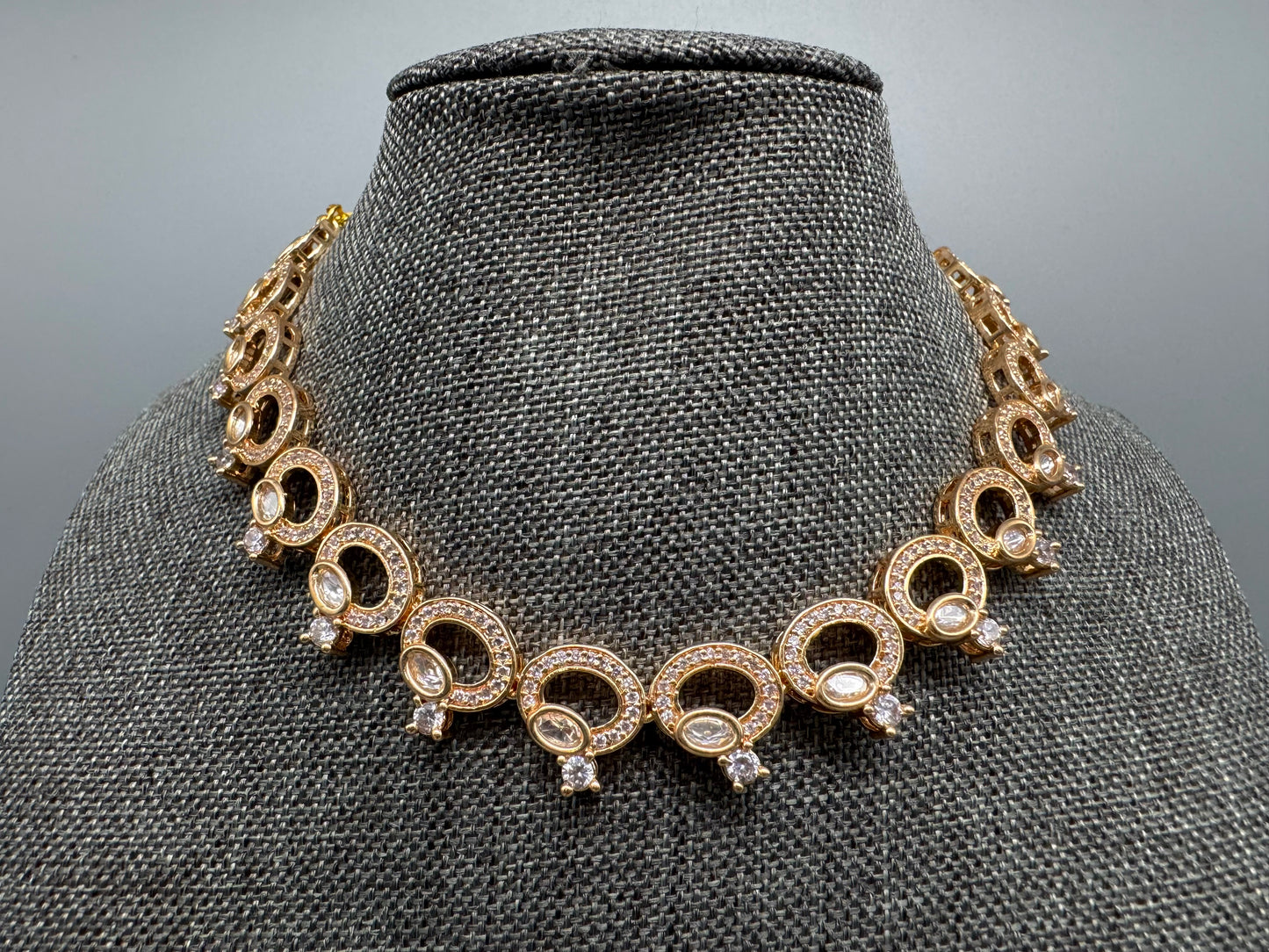 AROHI GOLD CZ POLKI NECKLACE SET