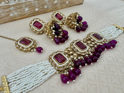 SANYA ANTIQUE GOLD RECTANGULAR CHOKER SET