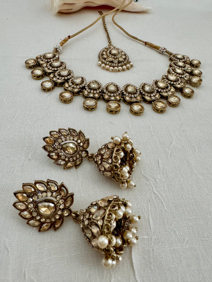 SOHA ANTIQUE GOLD BRONZE NECKLACE SET