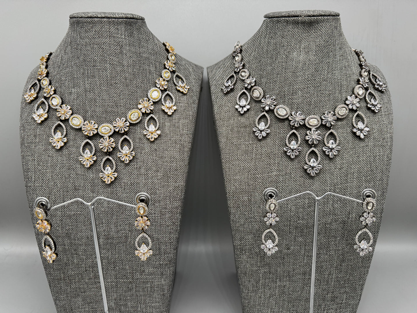 VERA TWO-TONE VICTORIAN CZ NECKLACE SET
