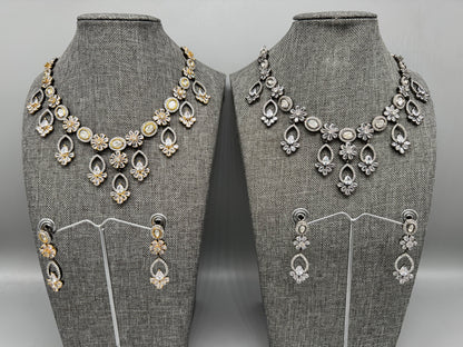 VERA TWO-TONE VICTORIAN CZ NECKLACE SET