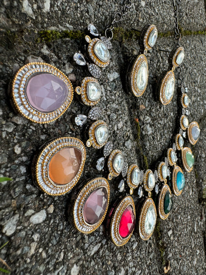 KASHNI NAVRATAN-CZ VICTORIA NECKLACE SET