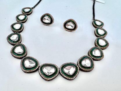 Tyra Polki Meenakari Stud Necklace Set