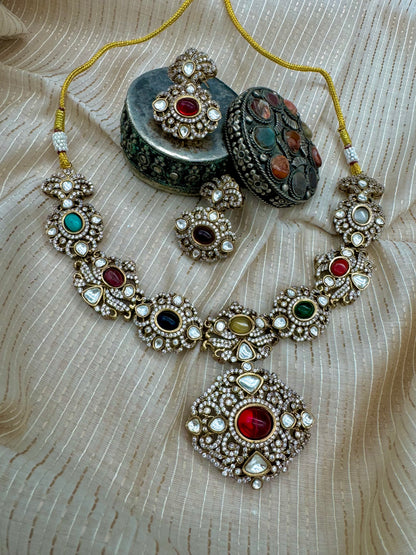 NAAYA VICTORIAN NAVRATAN NECKLACE SET