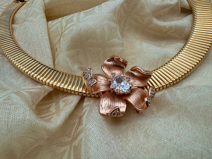 Lorna Hasli necklace with magnetic cz flower button