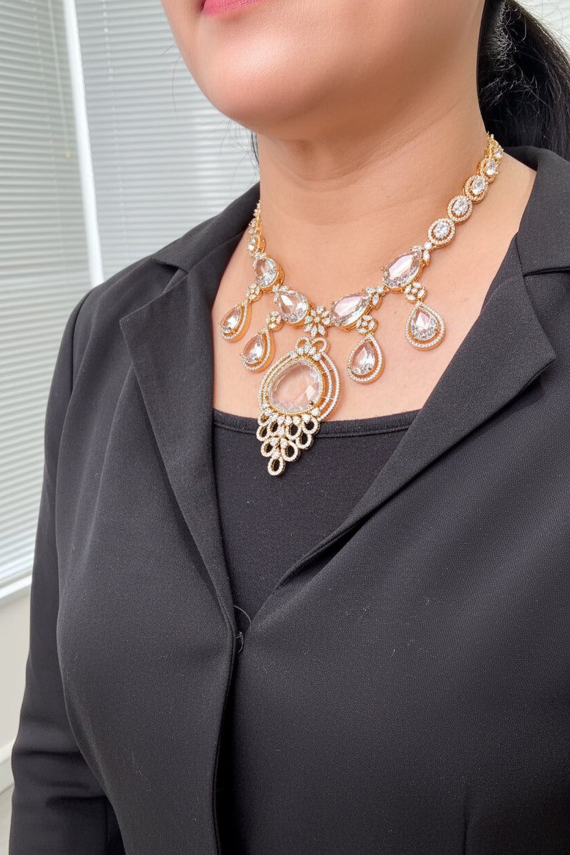 SARA CZ POLKI NECKLACE SET