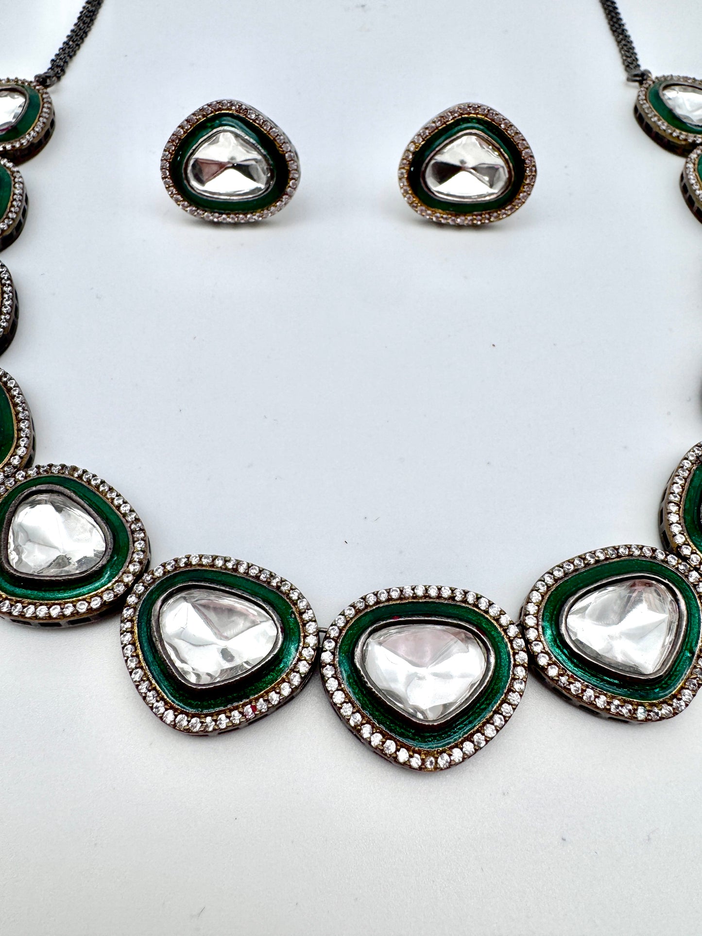 Tyra Polki Meenakari Stud Necklace Set