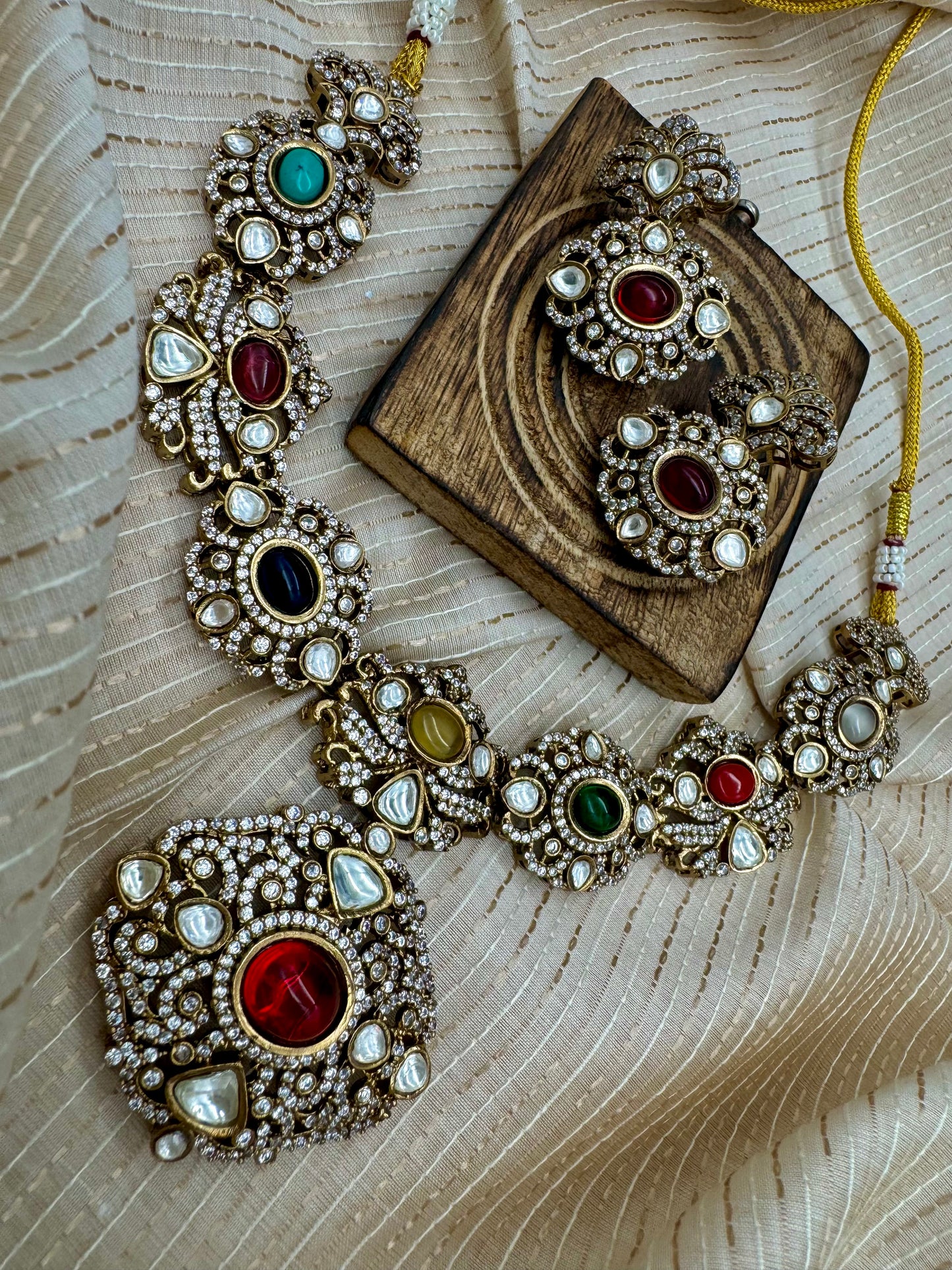 NAAYA VICTORIAN NAVRATAN NECKLACE SET