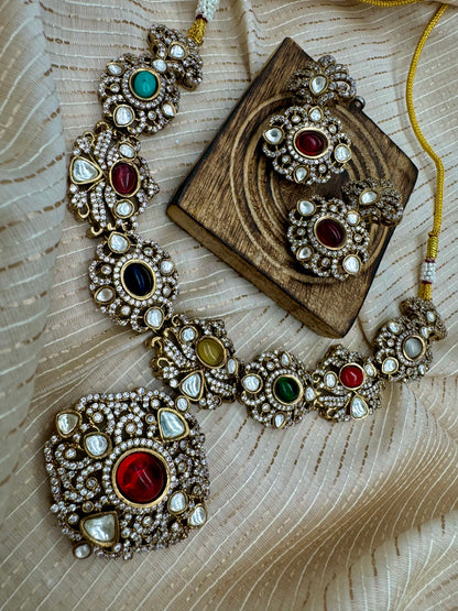 NAAYA VICTORIAN NAVRATAN NECKLACE SET