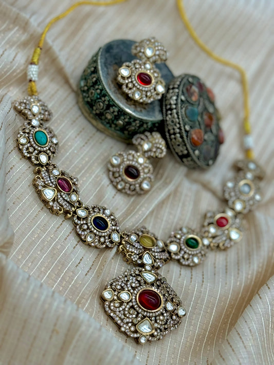 NAAYA VICTORIAN NAVRATAN NECKLACE SET