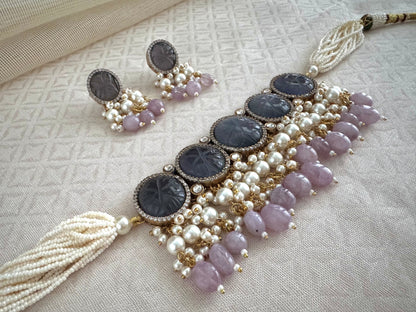 KRITI AMETHYST LAVENDER CHOKER SET