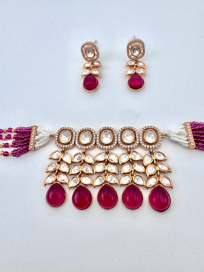 Amrita Kundan Ruby Choker Necklace Set