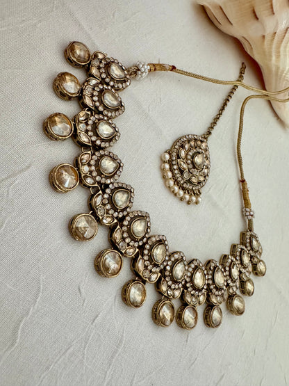SOHA ANTIQUE GOLD BRONZE NECKLACE SET