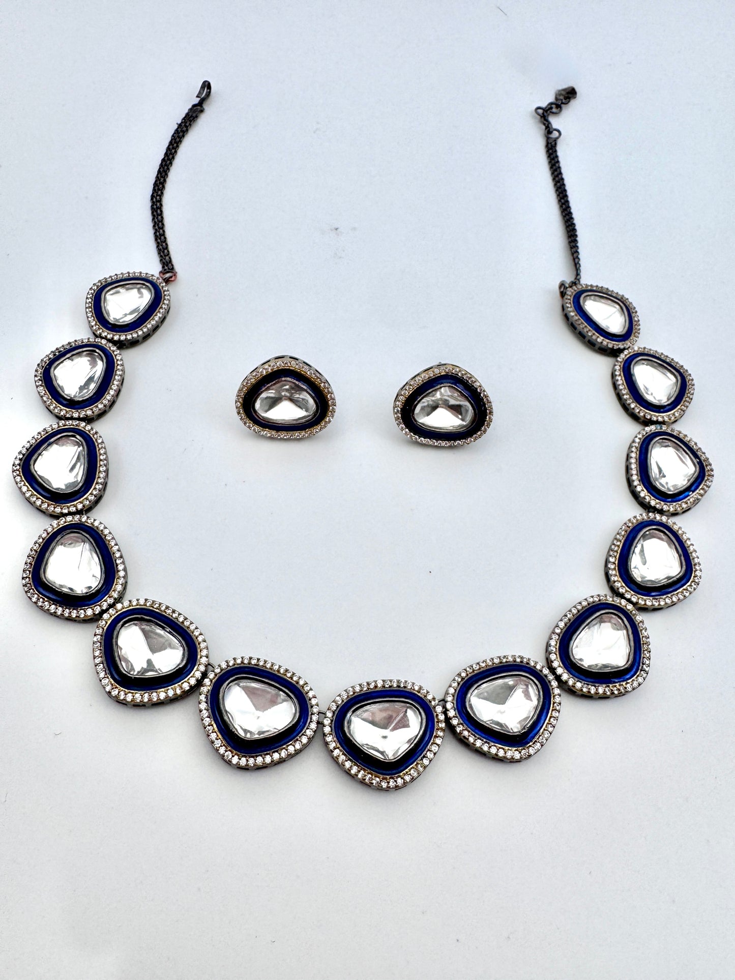 Tyra Polki Meenakari Stud Necklace Set