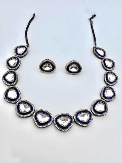 Tyra Polki Meenakari Stud Necklace Set