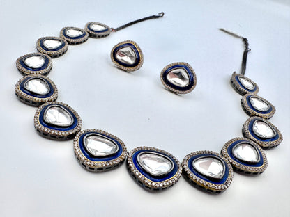 Tyra Polki Meenakari Stud Necklace Set