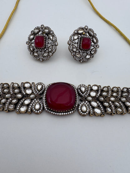 Ira Red Victorian Choker Set