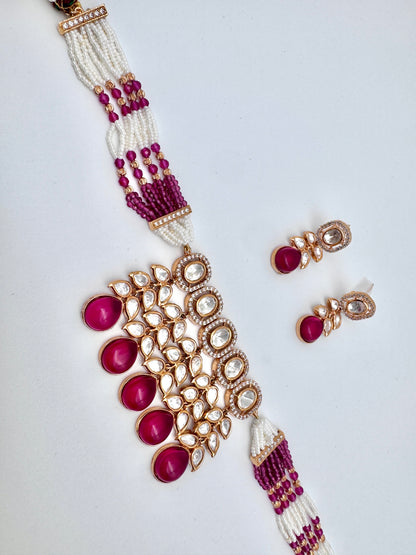 Amrita Kundan Ruby Choker Necklace Set