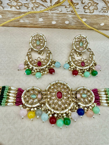MIRA ANTIQUE GOLD CHOKER SET