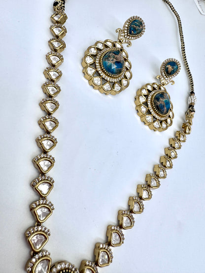 Devika Blue Agate Pendant Necklace Set