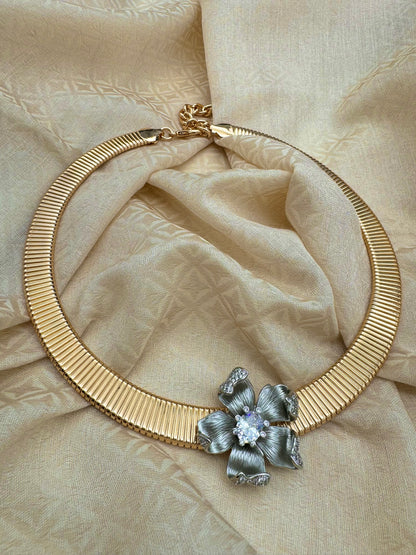 Lorna Hasli necklace with magnetic cz flower button