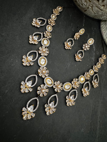 VERA TWO-TONE VICTORIAN CZ NECKLACE SET