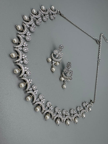 DIVA CZ SILVER NECKLACE SET
