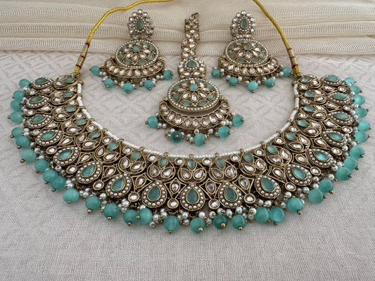 RIDHI PASTEL GREEN NECKLACE SET