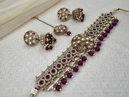 INAYA PURPLE CHOKER SET